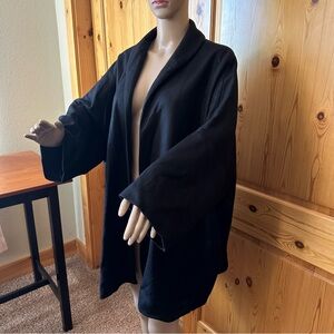 Diane Von Furstenberg Twinger Wool Swing Coat Black 4 Oversized Big Pockets